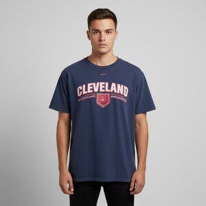Vintage Nike Team Cleveland Chief Wahoo T-Shirt Navy Blue 2002 Mens L